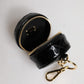 Dolce & Gabbana Black Lamb Leather DG Crystal Round Coin Purse Wallet