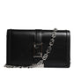 Versace Black Calfskin Leather Chain Strap Shoulder Crossbody Bag
