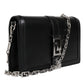 Versace Black Calfskin Leather Chain Strap Shoulder Crossbody Bag