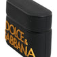 Dolce & Gabbana Black Yellow Silicone Embossed Logo Airpods Case
