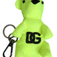 Dolce & Gabbana Green Bear Embroidered Logo Keychain Clasp Keyring
