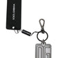 Dolce & Gabbana Gray Black DG Rubber Logo Silver Men's Keychain Keyring