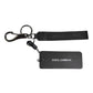 Dolce & Gabbana Black Logo Nylon Silver Brass Men Holder Keychain Keyring