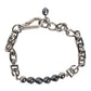 Dolce & Gabbana Silver Tone Chain Lobster Clasp Logo Gray Pearls Bracelet