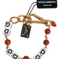 Dolce & Gabbana Multicolor Gold Tone Brass Chain DG Logo Dice Bracelet