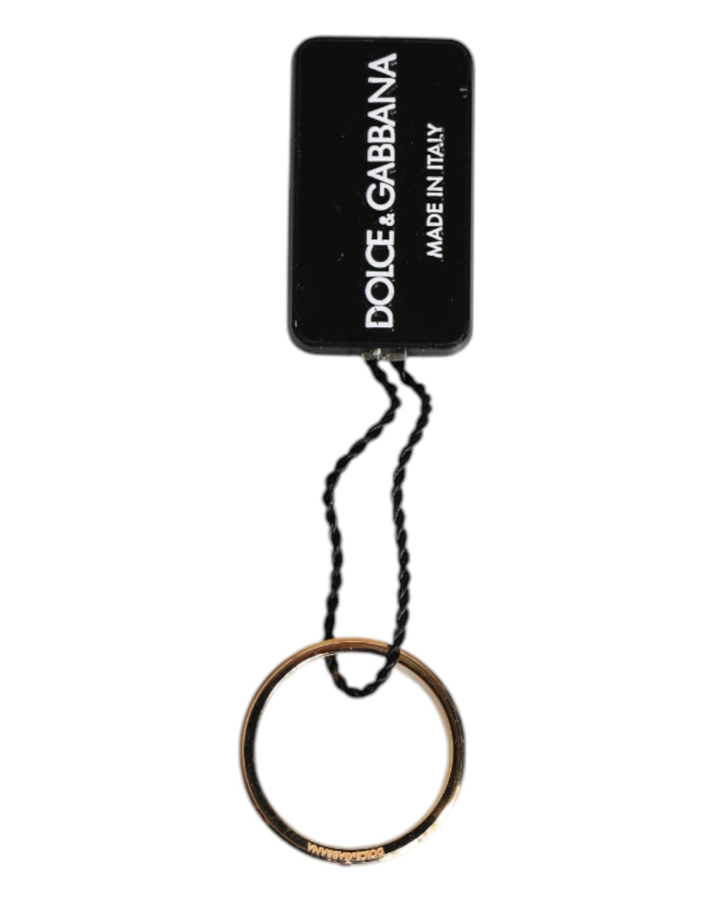 Dolce & Gabbana Gold Tone Brass Red Crystal DG Logo Ring