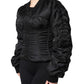Dolce & Gabbana Black Nylon Full Zip Bustier Corset Jacket