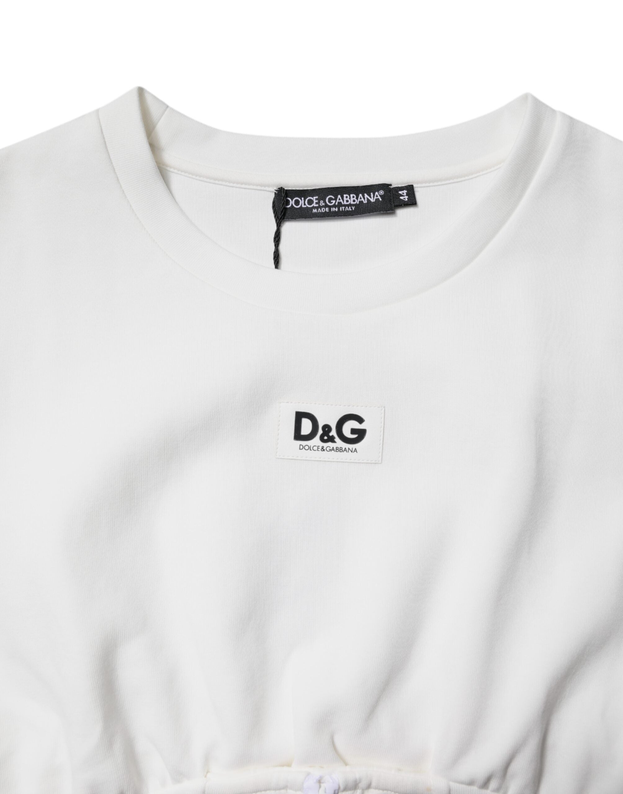 Dolce & Gabbana White Cotton Blend 3/4 Sleeves Blouse Top