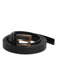 Dolce & Gabbana Black Calf Leather Gold Metal Buckle Belt