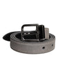 Dolce & Gabbana Gray Leather Silver Tone Metal Buckle Belt