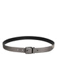 Dolce & Gabbana Gray Leather Silver Tone Metal Buckle Belt