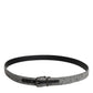 Dolce & Gabbana Black White Silver Tone Metal Buckle Belt