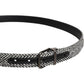 Dolce & Gabbana Black White Silver Tone Metal Buckle Belt