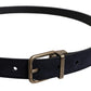 Dolce & Gabbana Black Goat Leather Metal Buckle Classic Belt
