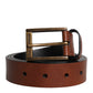Dolce & Gabbana Brown Calf Leather Classic Metal Buckle Belt