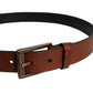 Dolce & Gabbana Brown Calf Leather Classic Metal Buckle Belt