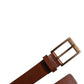 Dolce & Gabbana Brown Calf Leather Classic Metal Buckle Belt