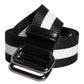 Dolce & Gabbana Black Yellow Logo Striped Metal Buckle Belt