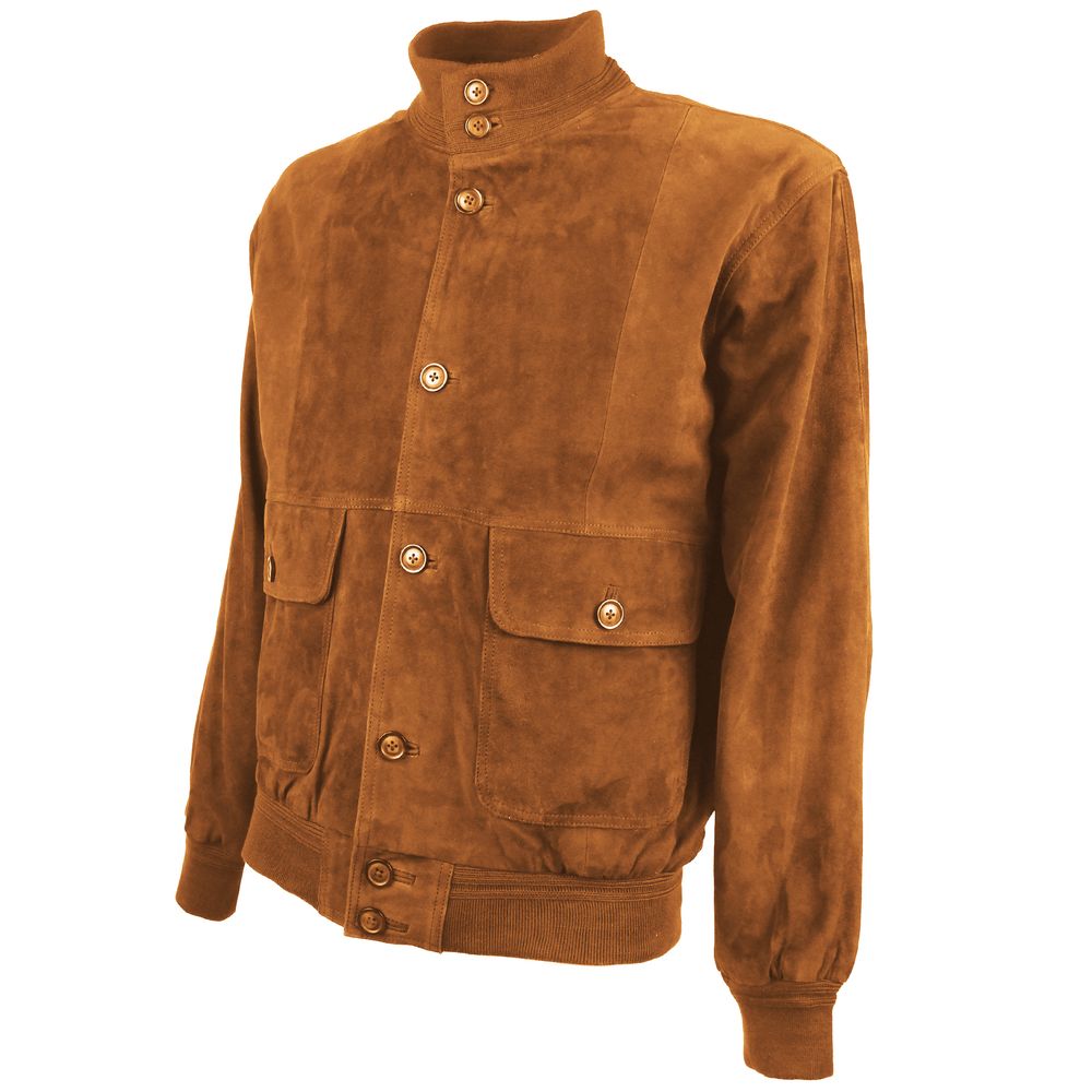 Emilio Romanelli Brown Calfskin Men Bomber Jacket