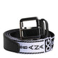 Dolce & Gabbana Black White Printed Metal Logo Buckle Belt