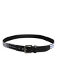 Dolce & Gabbana Black White Printed Metal Logo Buckle Belt