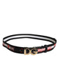 Dolce & Gabbana Black White Printed Metal Logo Buckle Belt