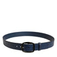 Dolce & Gabbana Blue Calf Leather Classic Metal Buckle Belt