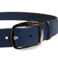 Dolce & Gabbana Blue Calf Leather Classic Metal Buckle Belt
