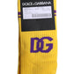 Dolce & Gabbana Yellow Cotton DG Logo Mid Calf Socks