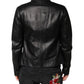 Dolce & Gabbana Black Sheep Leather Biker Full Zip Jacket
