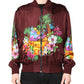 Dolce & Gabbana Maroon Floral Print Full Zip Bomber Jacket