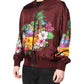 Dolce & Gabbana Maroon Floral Print Full Zip Bomber Jacket