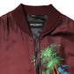 Dolce & Gabbana Maroon Floral Print Full Zip Bomber Jacket