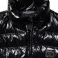 Dolce & Gabbana Black Logo Plaque Full Zip Puffer Jacket