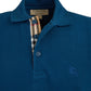 Burberry Deep Teal Blue Cotton Collared Polo Shirt