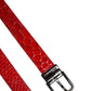 Dolce & Gabbana Red Exotic Leather Brass Metal Buckle Belt