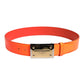 Dolce & Gabbana Orange Gold Tone Metal Logo Buckle Belt