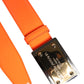 Dolce & Gabbana Orange Gold Tone Metal Logo Buckle Belt