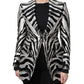 Dolce & Gabbana Black White Polyester Women Blazer Jacket