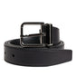 Dolce & Gabbana Black Classic Calf Leather Silver Buckle Belt