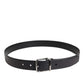 Dolce & Gabbana Black Classic Calf Leather Silver Buckle Belt