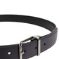 Dolce & Gabbana Black Classic Calf Leather Silver Buckle Belt