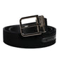 Dolce & Gabbana Black Cotton Silver Metal Buckle Belt