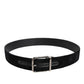 Dolce & Gabbana Black Cotton Silver Metal Buckle Belt