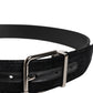 Dolce & Gabbana Black Cotton Silver Metal Buckle Belt