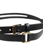 Dolce & Gabbana Black Double Strap Leather Gold Buckle Belt