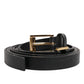 Dolce & Gabbana Black Double Strap Leather Gold Buckle Belt