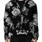 Dolce & Gabbana Black Wool Floral Printed Men Hooded Jacket