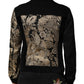 Dolce & Gabbana Black Gold Floral Jacquard Men Biker Jacket