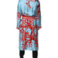 Dolce & Gabbana Blue Red Coral Print Wrap Robe Coat Jacket